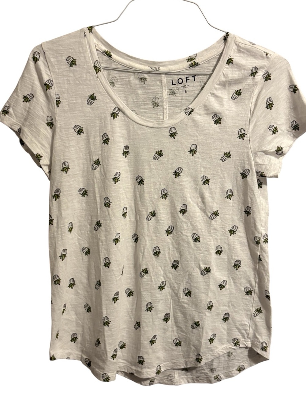 LOFT White Cotton Tee with Succulents - Picture 2 of 6